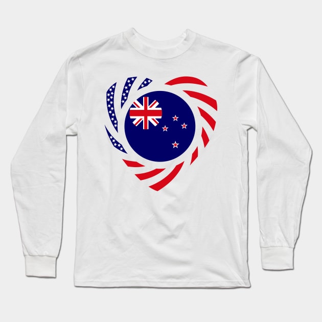 New Zealander American Multinational Patriot Flag Series (Heart) Long Sleeve T-Shirt by Village Values